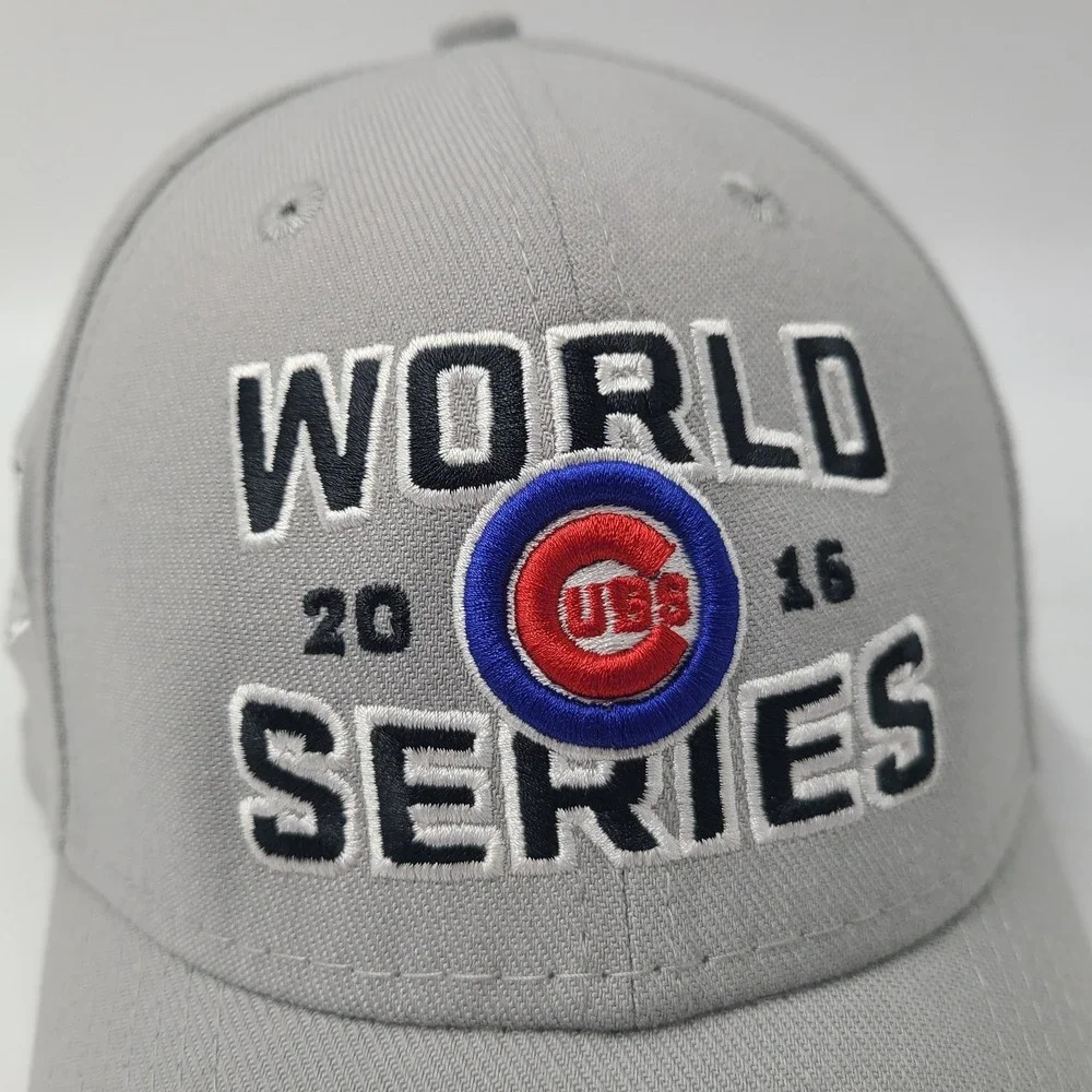 Chicago Cubs Hat L-XL New Era 39Thirty 2016 World Series Flex‎ Fitted Gray MLB
